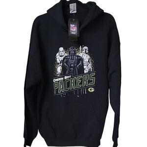 Black Green Bay Packers Sweatshirt Hoodie Star Wars Graphic Adult Size Large NWT